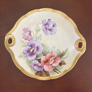 Hand Painted Italy Firenze Ware Ginori Serving Plate Clematis Floral 10.25X11.25